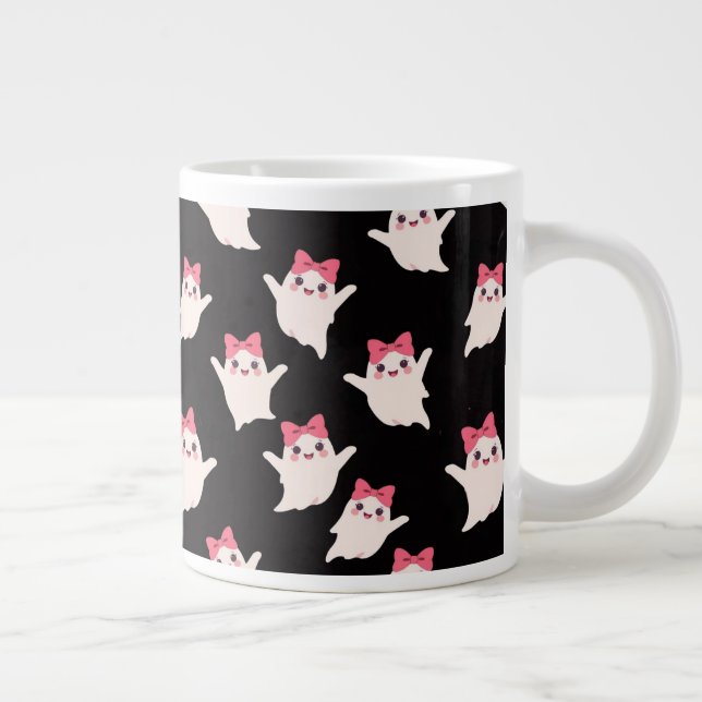Taza De Café Gigante Fantasma de Chica retro suave con paro de pelo ros (Derecha)