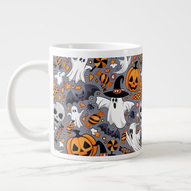 Taza De Café Gigante Fantasmas fantasmagóricos y adorables monstruos ad (Izquierda)