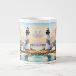 Taza De Café Gigante Faro costero y cabañas de playa