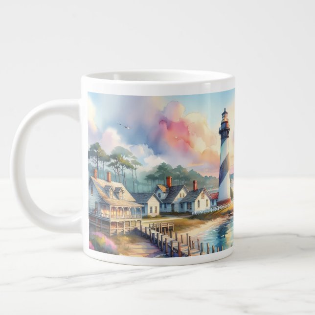 Taza De Café Gigante Faro costero y cabañas de playa (Izquierda)