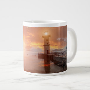 Taza De Café Gigante Faro en el atardecer