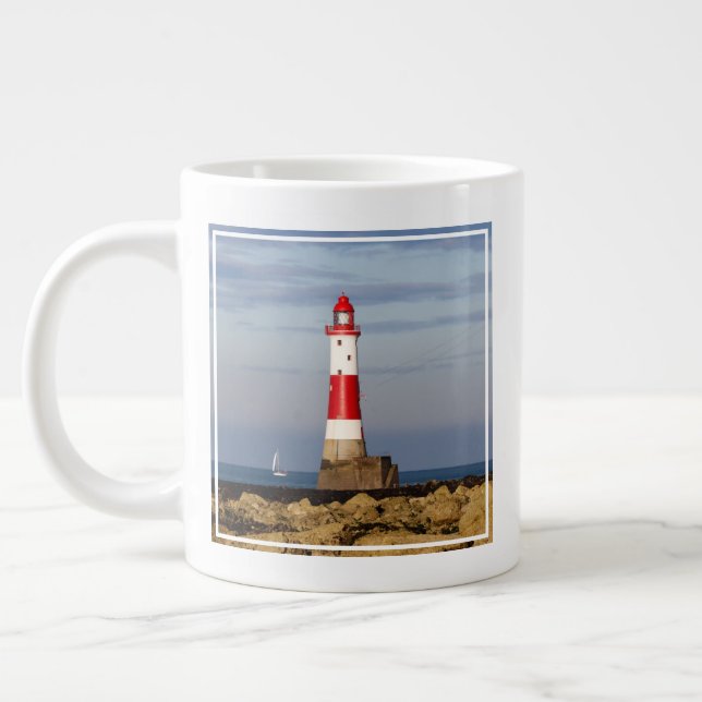 Taza De Café Gigante Faros | Faro de Beach Head en Inglaterra (Izquierda)