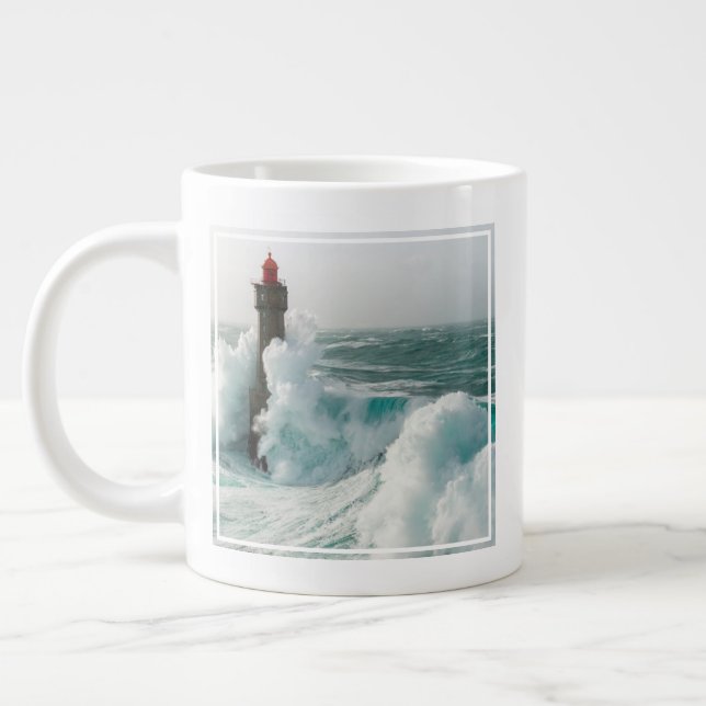 Taza De Café Gigante Faros | Faro de Jument Ouessant France (Izquierda)