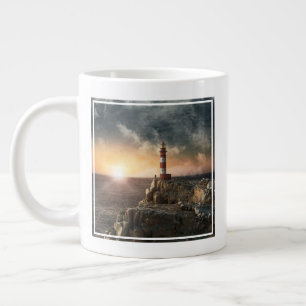 Taza De Café Gigante Faros   Faro rojo y blanco