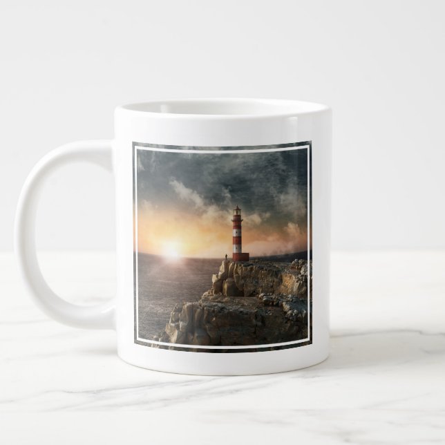 Taza De Café Gigante Faros | Faro rojo y blanco (Izquierda)