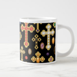 Taza De Café Gigante Faux Birthstone cruza y suelta joyas en negro