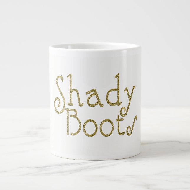 Taza De Café Gigante Faux Purpurina Gold Shady Boots (Frente)