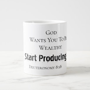 Taza De Café Gigante Fe audaz moderna "Dios quiere que seas rico"
