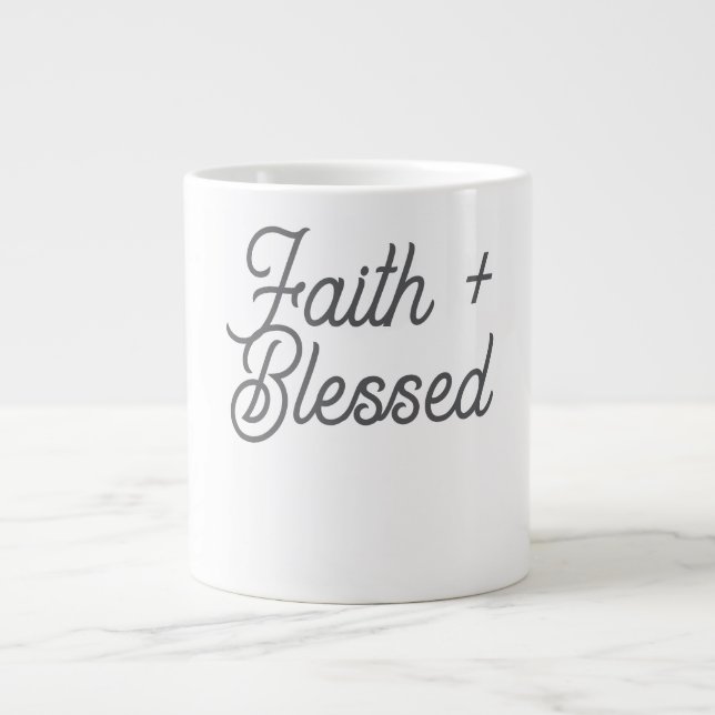 Taza De Café Gigante Fe + Bendición. (Frente)