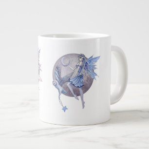 Taza De Café Gigante Fe de la luna azul y púrpura