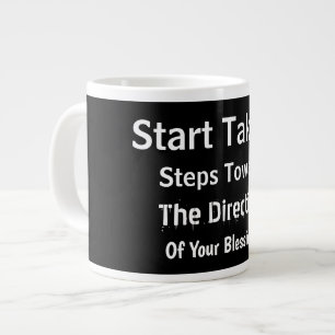 Taza De Café Gigante Fe Moderna Negra Elevada de Fe Diaria