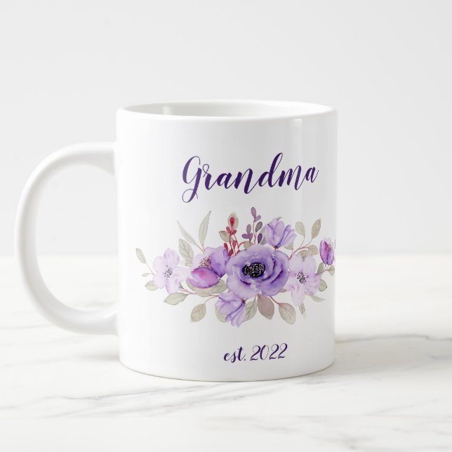 Taza De Café Gigante Fecha de la abuela del personalizable - Primera ab (Izquierda)