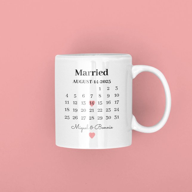 Taza De Café Gigante Fecha del calendario casado Día de boda personaliz (Subido por el creador)