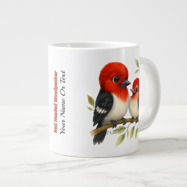 Taza De Café Gigante Feisty Red Woodpecker (Derecha)