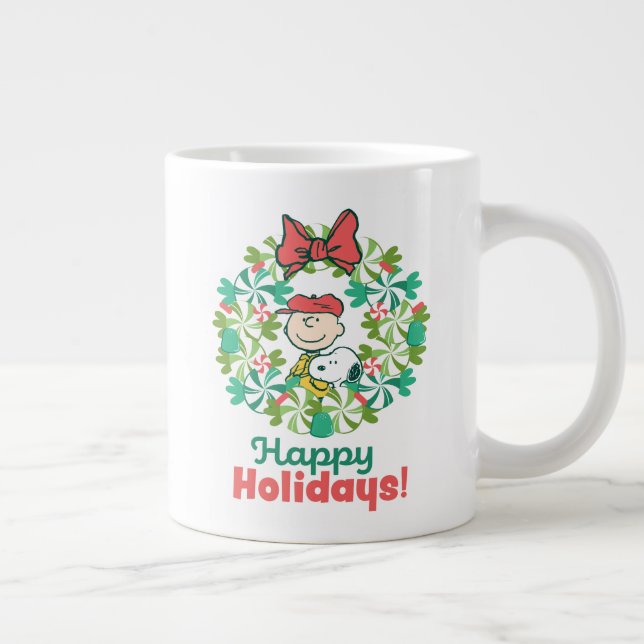 Taza De Café Gigante Felices fiestas | Candy Wreath de menta (Derecha)