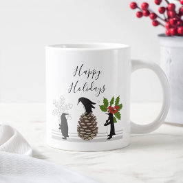 Taza De Café Gigante Felices fiestas cute graciosos Navidades Pingüino