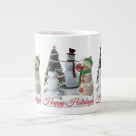 Taza De Café Gigante Felices Fiestas SnowPals letra roja