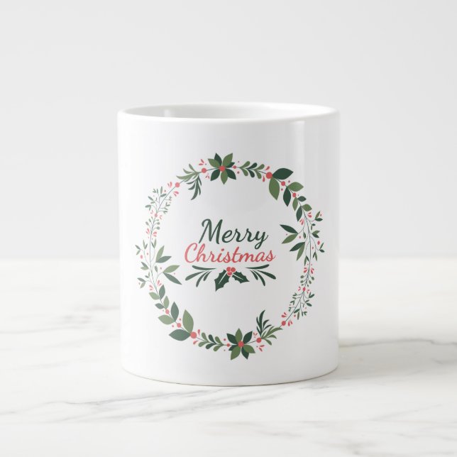 Taza De Café Gigante Felices y alegres deseos de Navidad (Frente)