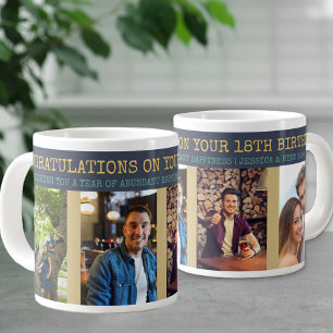 Taza De Café Gigante Felicidades Cumpleaños 18 4 Fotos