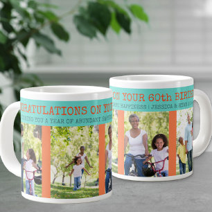 Taza De Café Gigante Felicitaciones Cumpleaños 60 4 Fotos