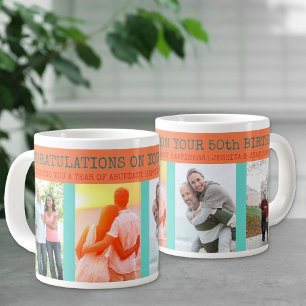 Taza De Café Gigante Felicitaciones, cumpleaños número 4. Foto
