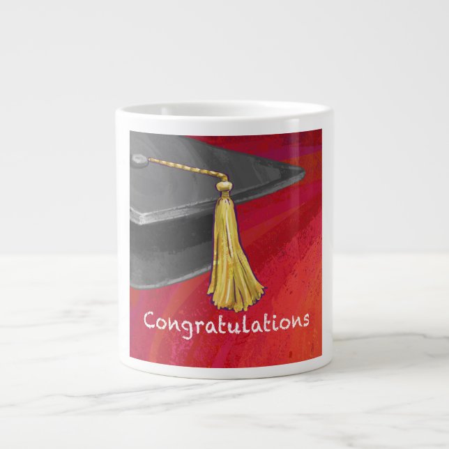 Taza De Café Gigante Felicitaciones Graduate Black and Red (Frente)
