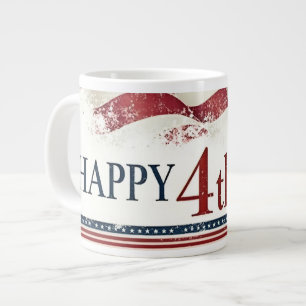 Taza De Café Gigante Feliz 4 de julio - Diseño Vintage Bandera American