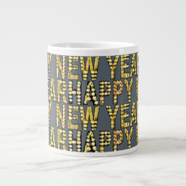 Taza De Café Gigante Feliz año amarillo-dorado 