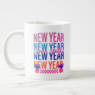 Taza De Café Gigante Feliz Año Nuevo Color De Diversión De La Misma Fe