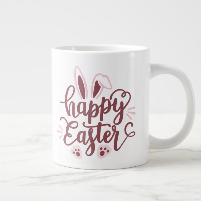 Taza De Café Gigante Feliz Conejo de Pascua de Dos Tonos (Derecha)
