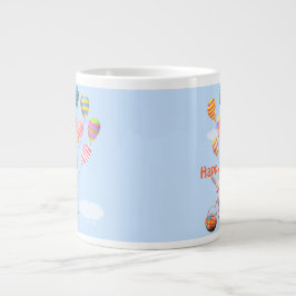 Taza De Café Gigante Feliz Conejo de Pascua y Globos