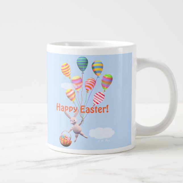Taza De Café Gigante Feliz Conejo de Pascua y Globos (Derecha)