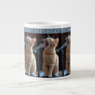 Taza De Café Gigante Feliz cumpleaños a los gatos cantantes