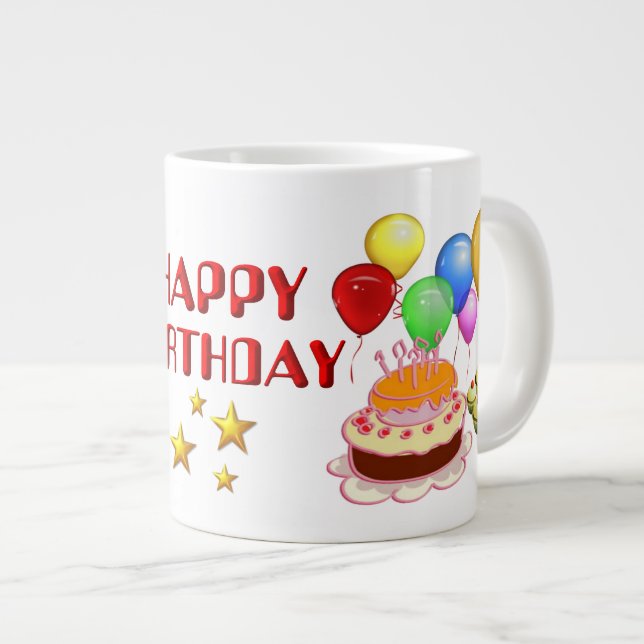 Taza De Café Gigante Feliz cumpleaños ~Jumbo Mug (Derecha)