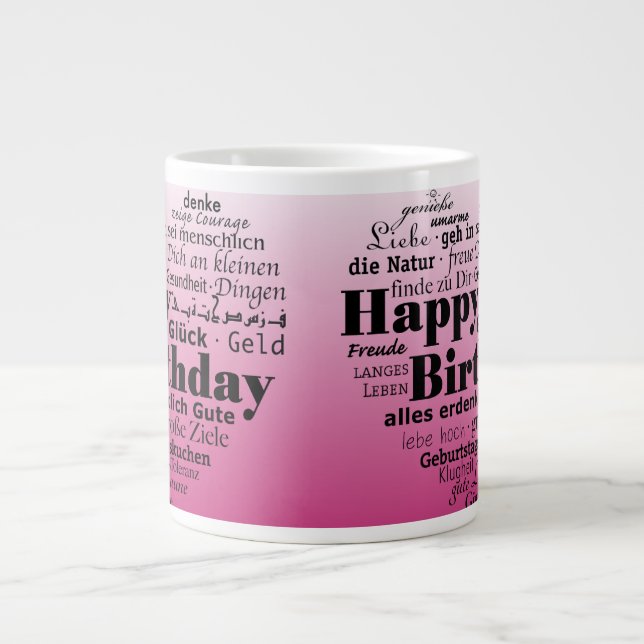 Taza De Café Gigante Feliz cumpleaños Mug (Frente)