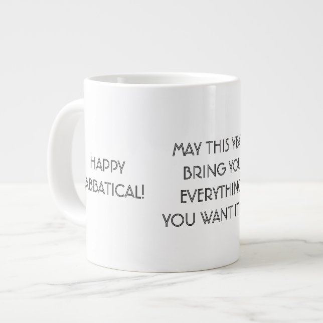 Taza De Café Gigante Feliz deseo Sabático, Jumbo Universidad Mug (Izquierda)