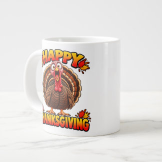 Taza De Café Gigante Feliz Día de Acción de Gracias y soy pavo asado