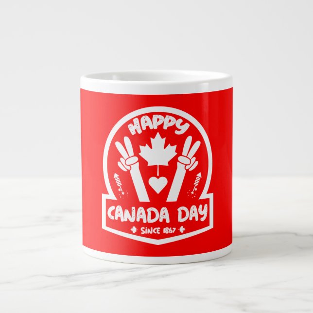 Taza De Café Gigante Feliz Día de Canadá (Frente)