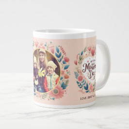Taza De Café Gigante Feliz Día de la Madre Foto Rosa Floral