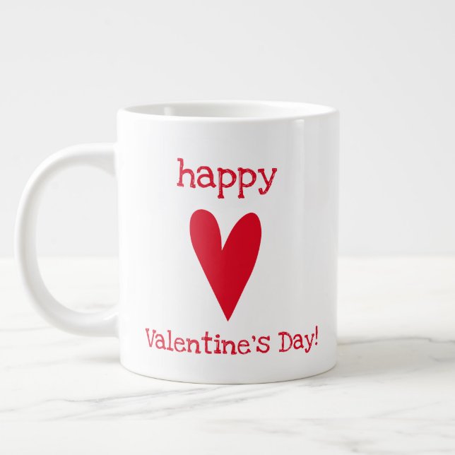 Taza De Café Gigante ¡Feliz Día de San Valentín! Corazón Rojo (Izquierda)