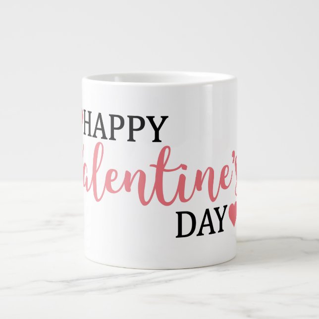 Taza De Café Gigante Feliz Día de San Valentín jumbo café Mug blanco (Frente)