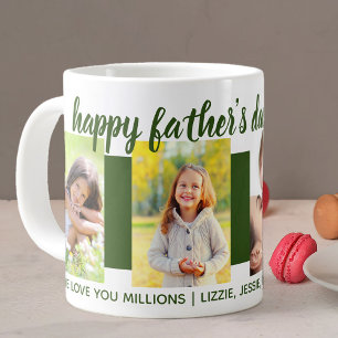 Taza De Café Gigante Feliz Día del Padre Abuelo 4 Foto Verde