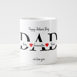 Taza De Café Gigante Feliz Día del Padre con nombres de niños