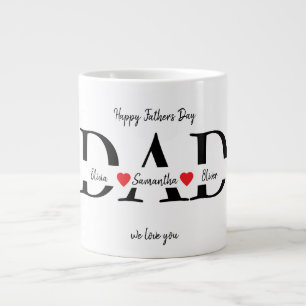 Taza De Café Gigante Feliz Día del Padre con nombres de niños