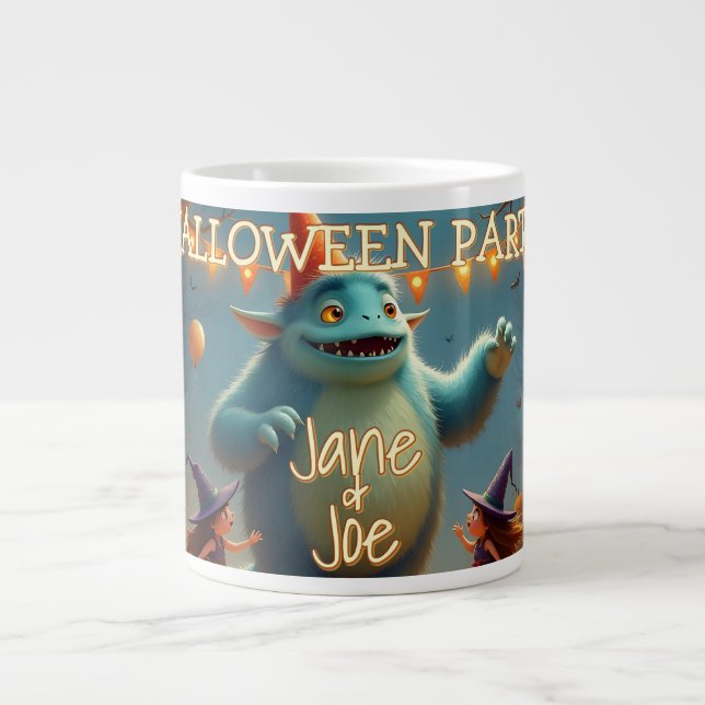 Taza De Café Gigante Feliz fiesta de Halloween para niños (Frente)