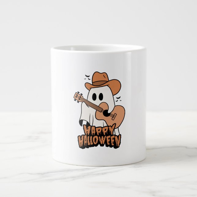 Taza De Café Gigante Feliz Halloween | Jugando guitarra | 2024 (Frente)