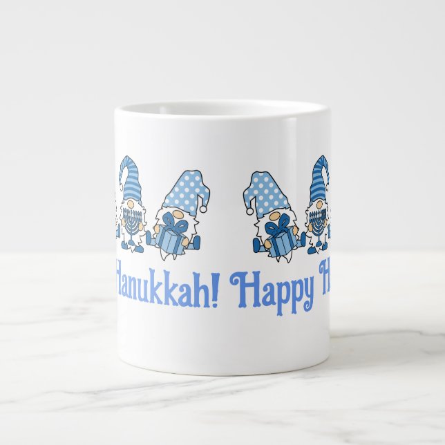 Taza De Café Gigante Feliz Hanukkah Holiday Gnome (Frente)