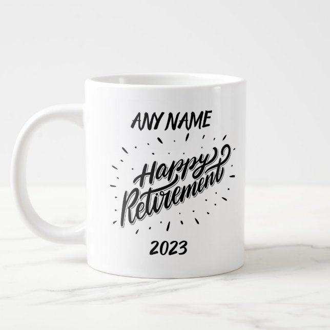 Taza De Café Gigante Feliz Jubilación 2023 - Regalo personalizado - (Izquierda)