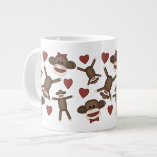 Taza De Café Gigante Feliz mono y ojos de corazón, regalos