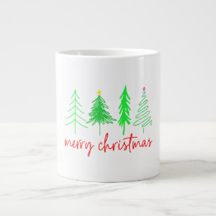 Taza De Café Gigante Feliz Navidad - 4 árboles